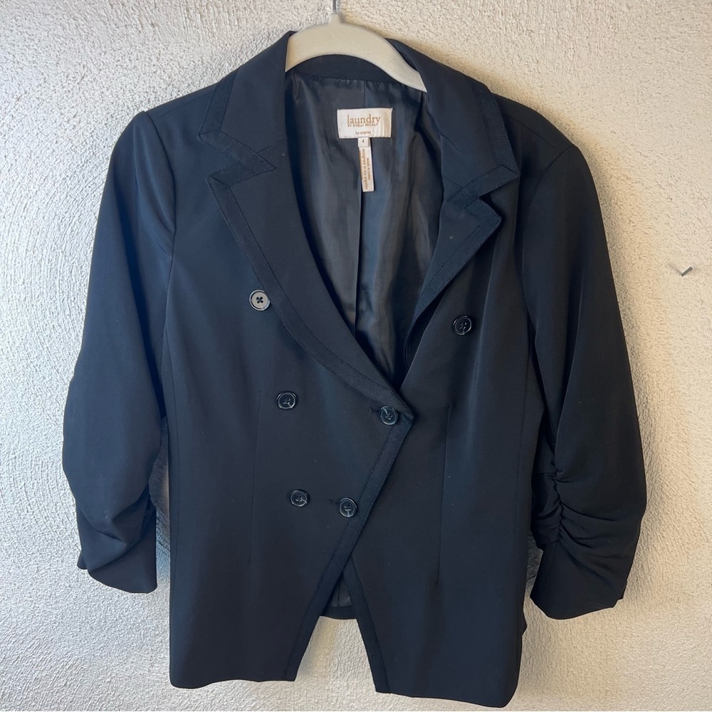 Laundry by Shelli Segal True Black 3/4 Sleeve Black button Down Blazer Women’s 4
